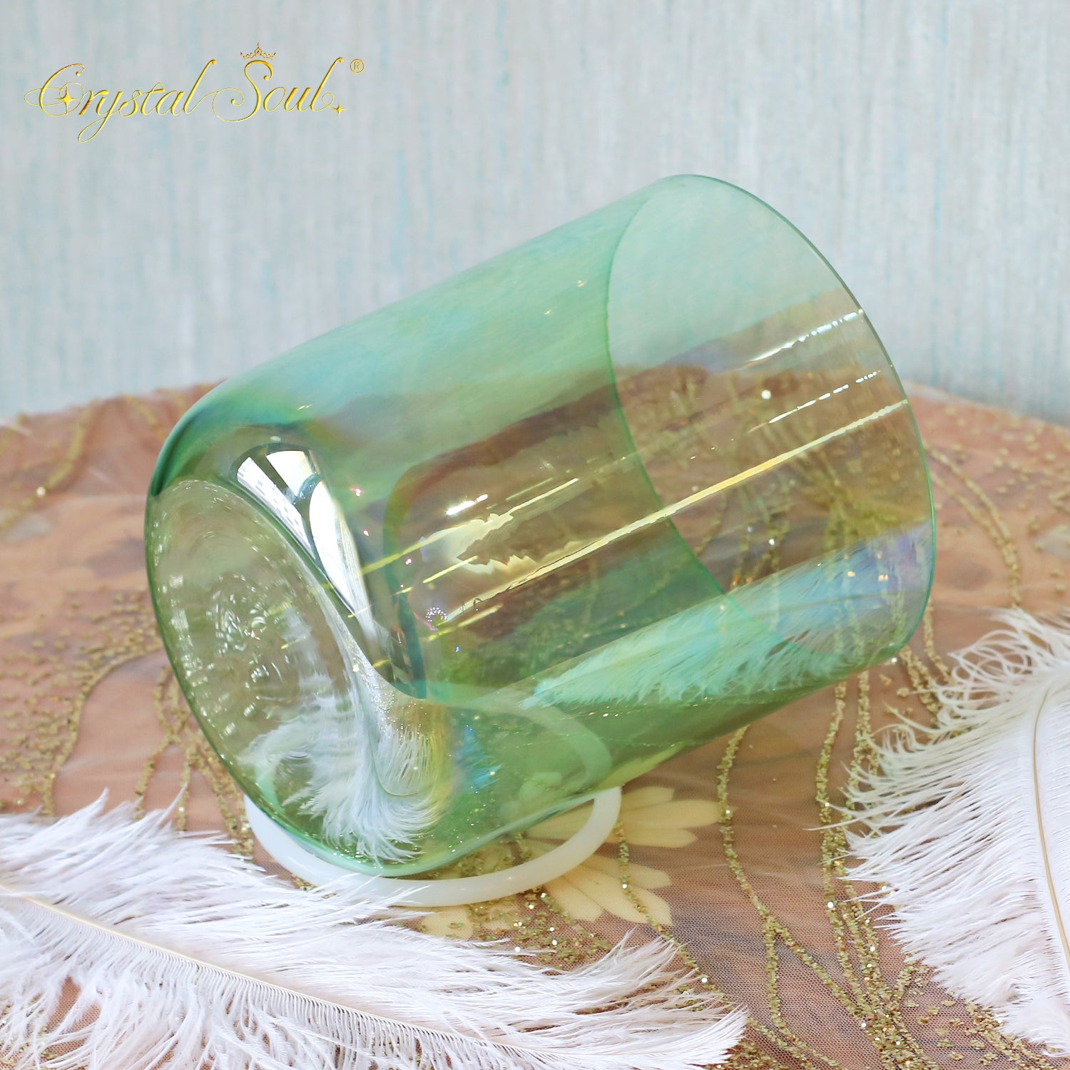 Crystal Soul High Quality Green Aurora Alchemy Crystal Bowl