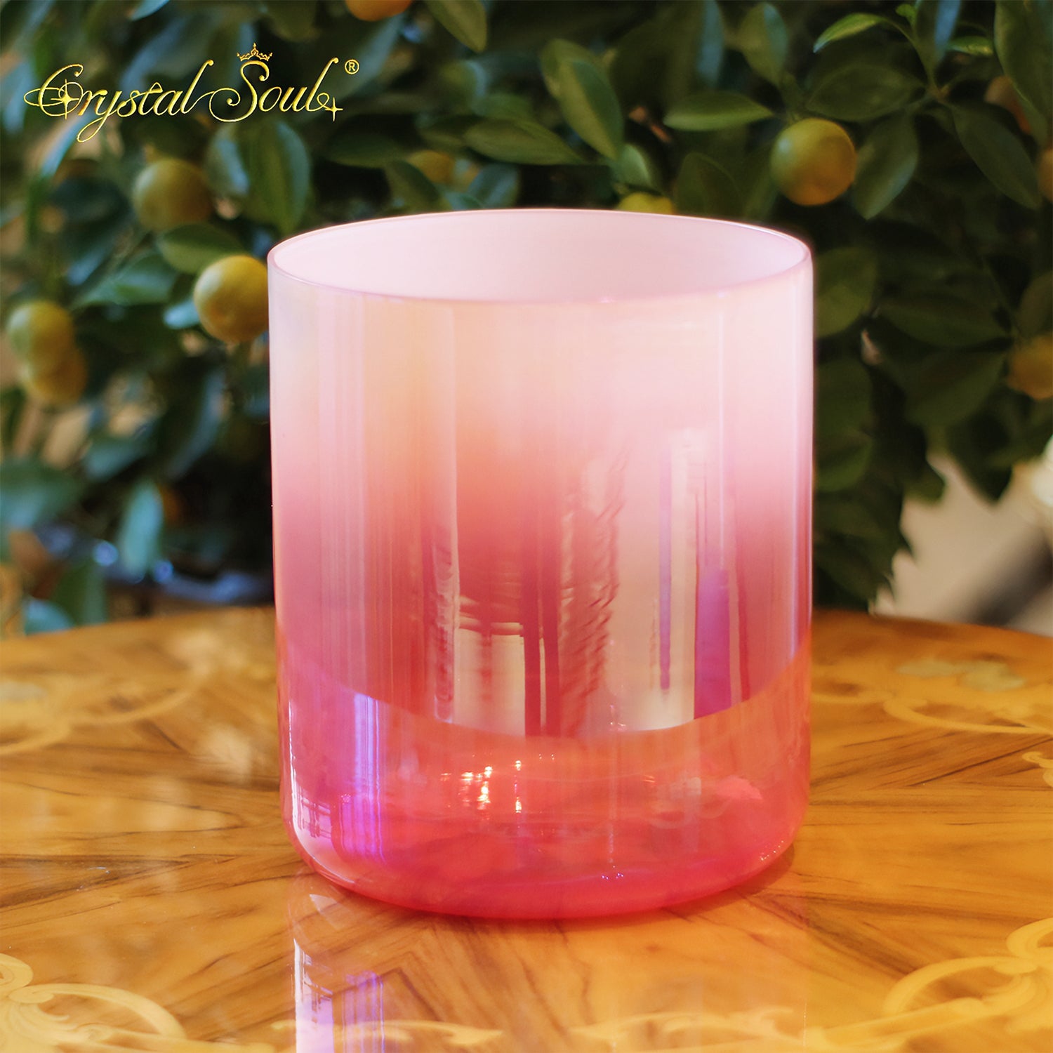Crystal Soul Rose Pink Pearl Glow Gradient Alchemy Crystal Bowl