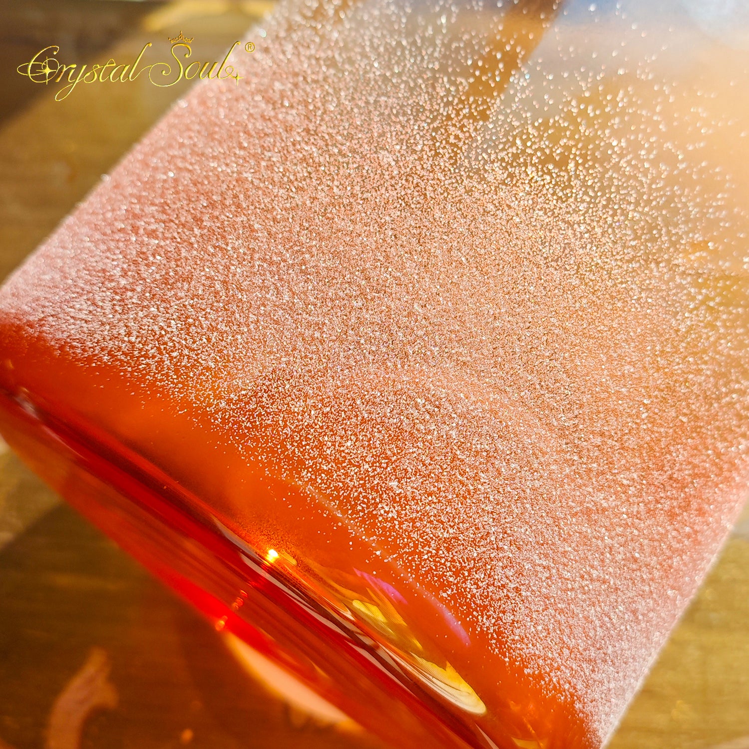 Crystal Soul Premium High Quality Orange Red Sandblasted Alchemy Crystal Bowl