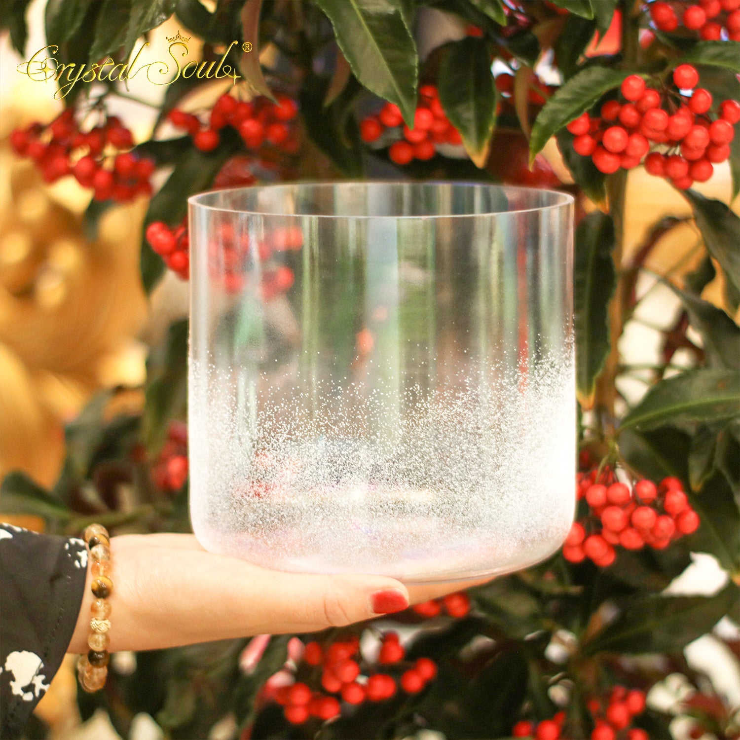 Crystal Soul White Pearl Sandblasted Alchemy Crystal Bowl