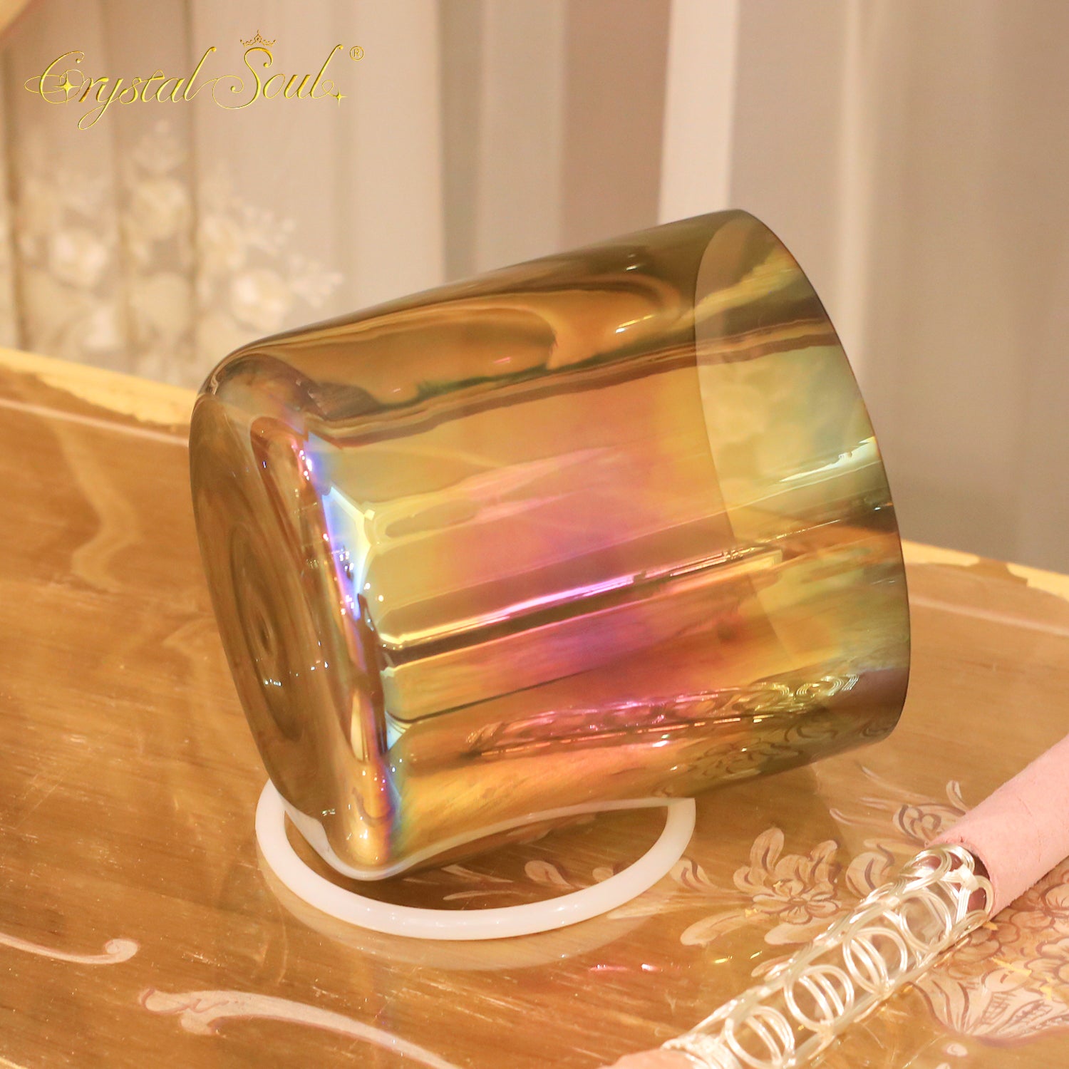 Crystal Soul Superior Design New Arrival Champagne Gold-Brown Alchemy Crystal Bowl