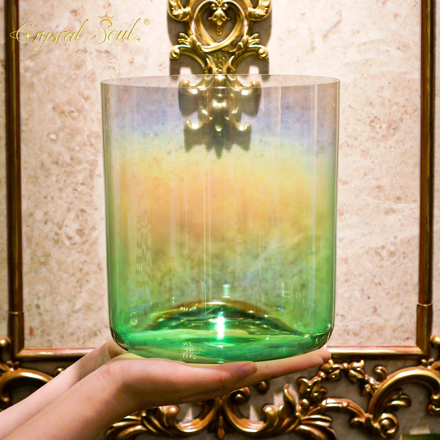 Crystal Soul Classic Chakra Clear Gradient Green Alchemy Crystal Bowl