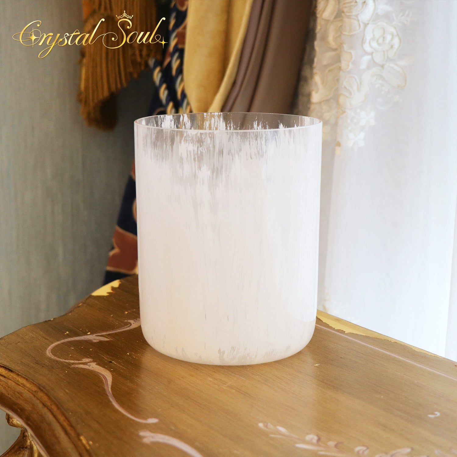 Crystal Soul Spiritual Series Hand Painted White Waterfall Texture Alchemy Crystal Bowl