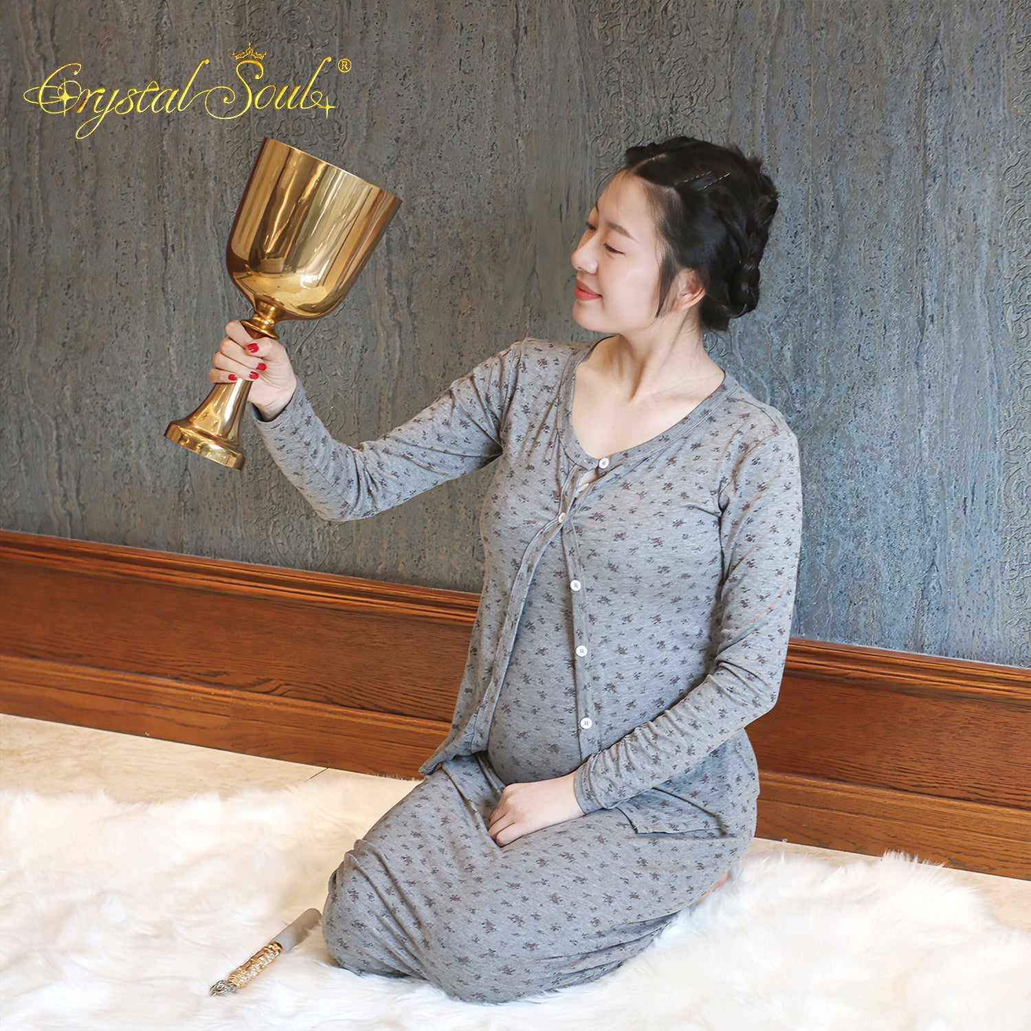 Crystal Soul Golden Holy Grail Alchemy Crystal Bowl