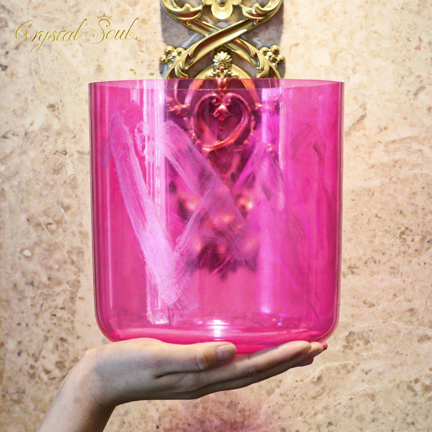 Crystal Soul Superior Design Romantic Aegean Pink Pearlescent Alchemy Crystal Bowl