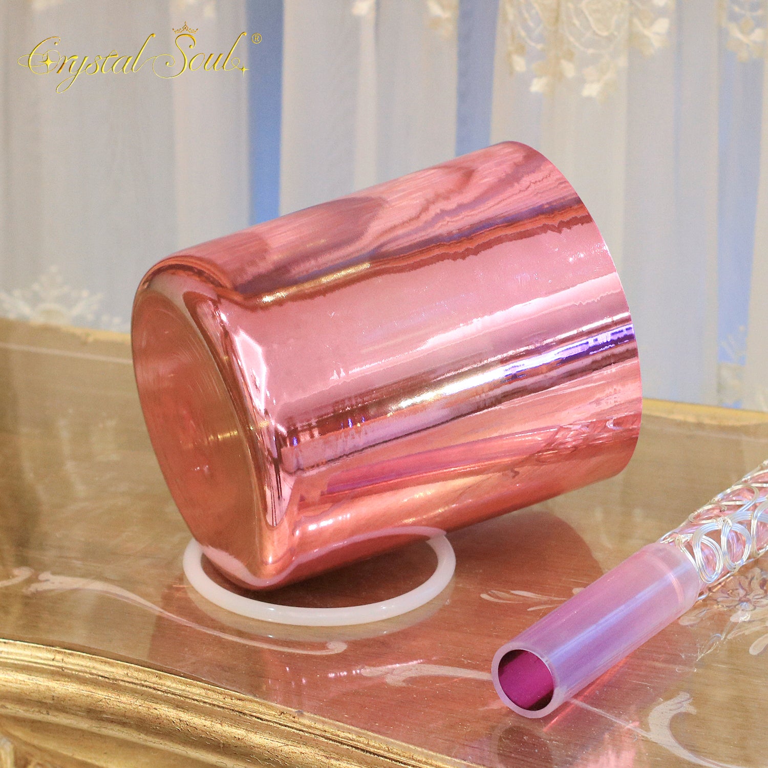 Crystal Soul Exclusive Design Metal Pink Gold Alchemy Crystal Bowl