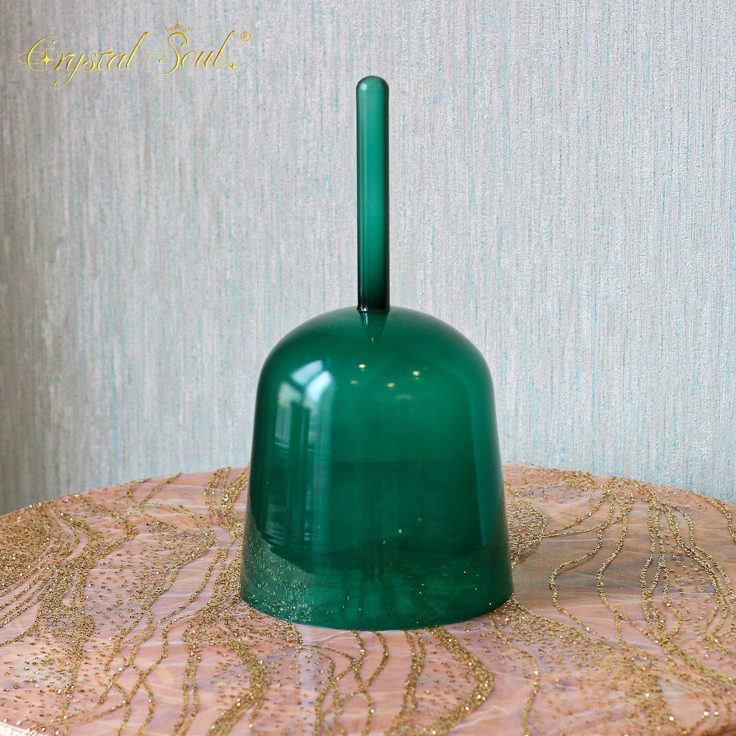 Crystal Soul Peacock Green Dark Green Handle Alchemy Crystal Bowl