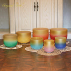 Crystal Soul Seven Chakra Gold-rimmed Classic Color Frosted Crystal Bowl