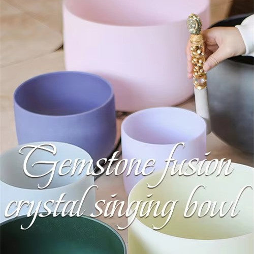Crystal Soul High Quality Gemstone Fusion Frosted Crystal Bowl Sets