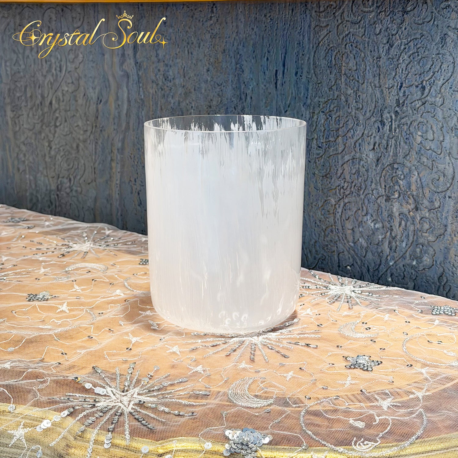 Crystal Soul Spiritual Series Hand Painted White Waterfall Texture Alchemy Crystal Bowl