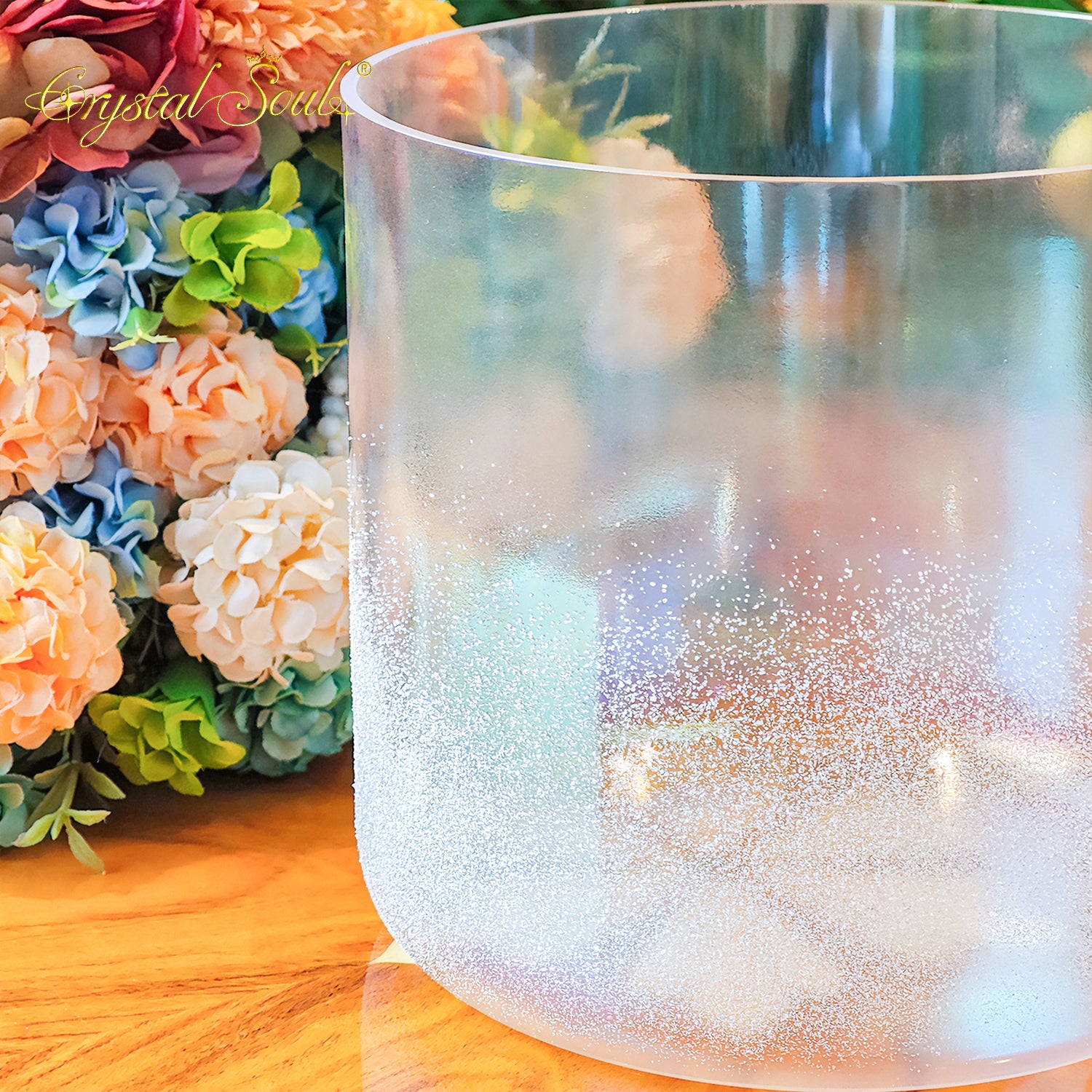 Crystal Soul White Pearl Sandblasted Alchemy Crystal Bowl