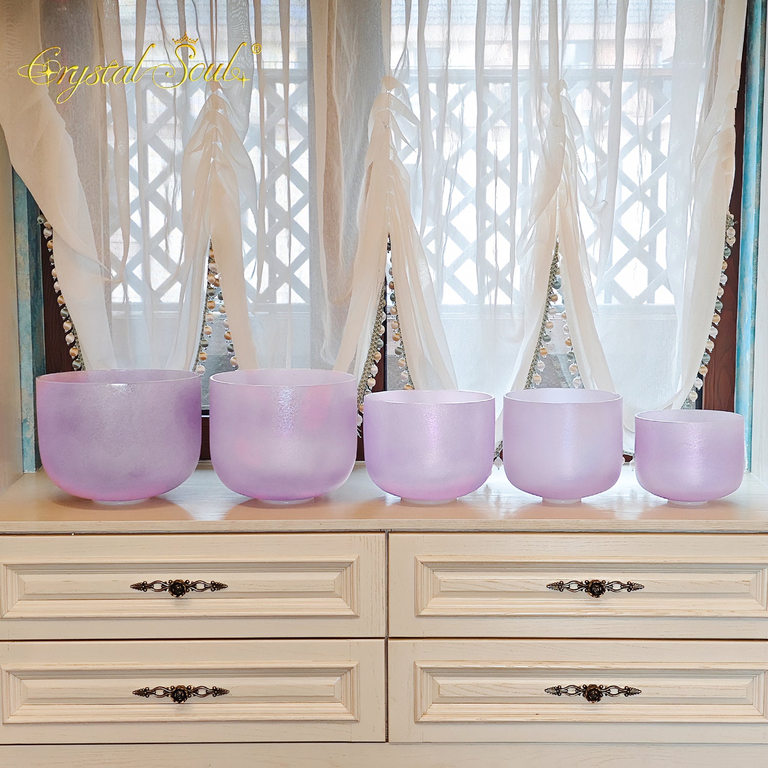 Crystal Soul New Exclusive Design Amethyst Alchemy Crystal Bowl Harmony Set