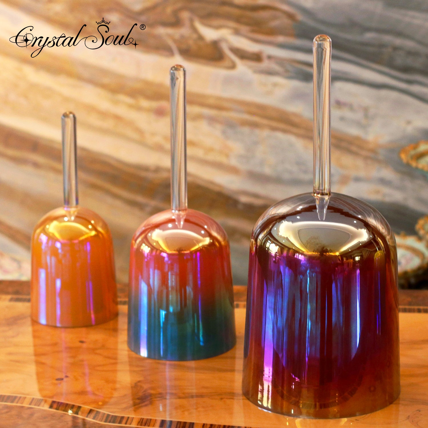 Crystal Soul Seven Chakra Frequency Alchemy Handle Crystal Bowl Set