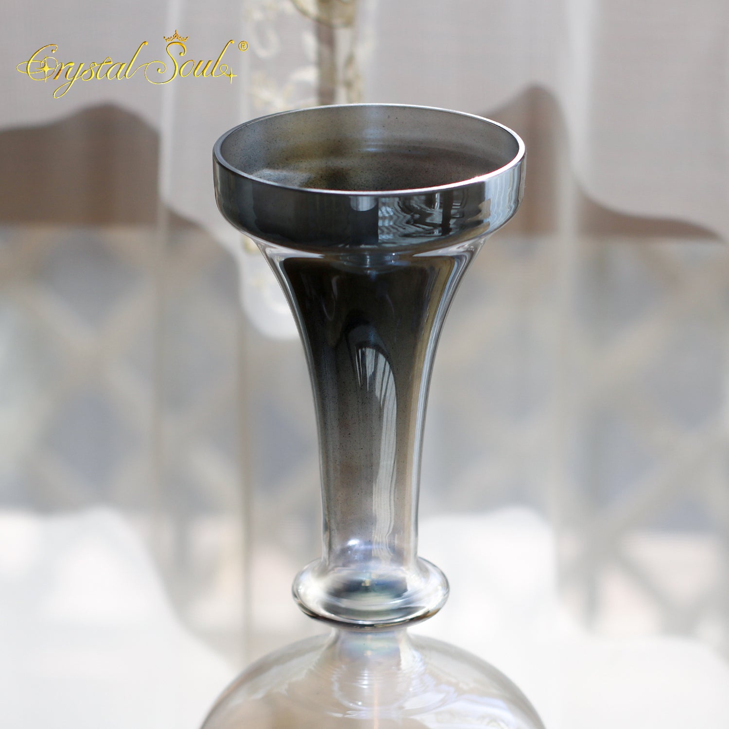 Crystal Soul Black-Gray-Silver-White Pearl Gradient Holy Grail Crystal Bowl