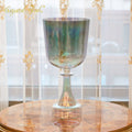Crystal Soul Superior Design Coffee Brown Green Aurora Gradient Holy Chalice Crystal Bowl