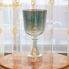 Crystal Soul Superior Design Coffee Brown Green Aurora Gradient Holy Chalice Crystal Singing Bowl