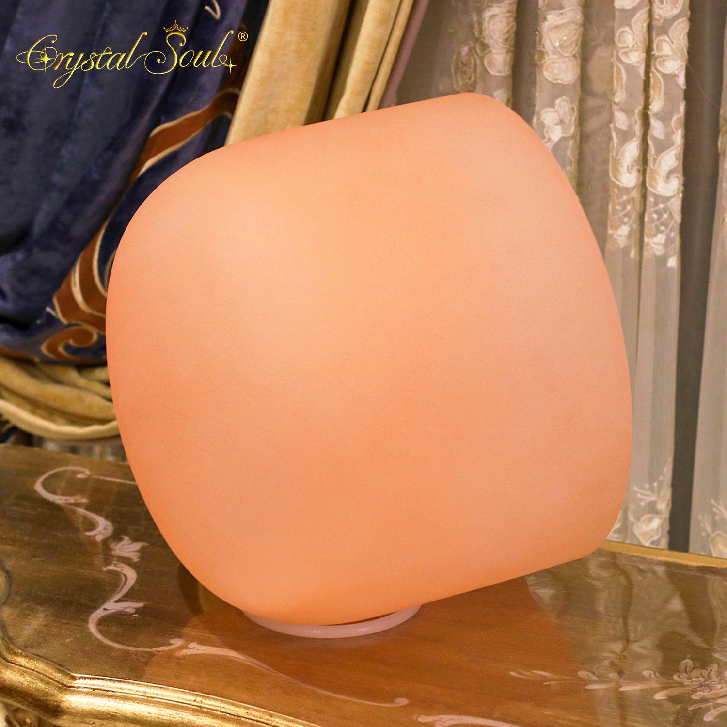 Crystal Soul Macaron Orange Frosted Crystal Singing Bowl