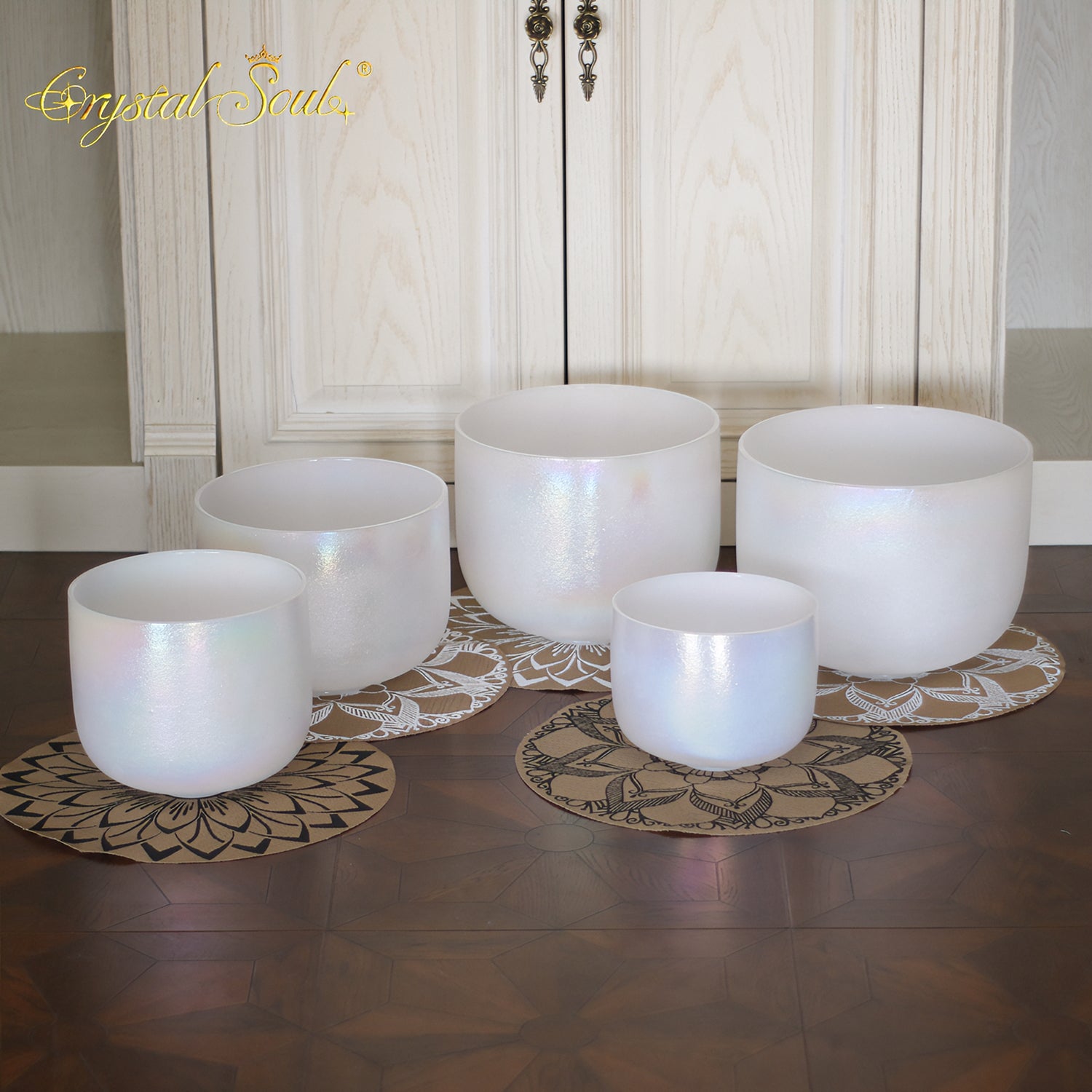 Crystal Soul New Exclusive Design Alchemy Crystal Bowl Harmony Set Precious Metal Alchemy Crystal Bowl