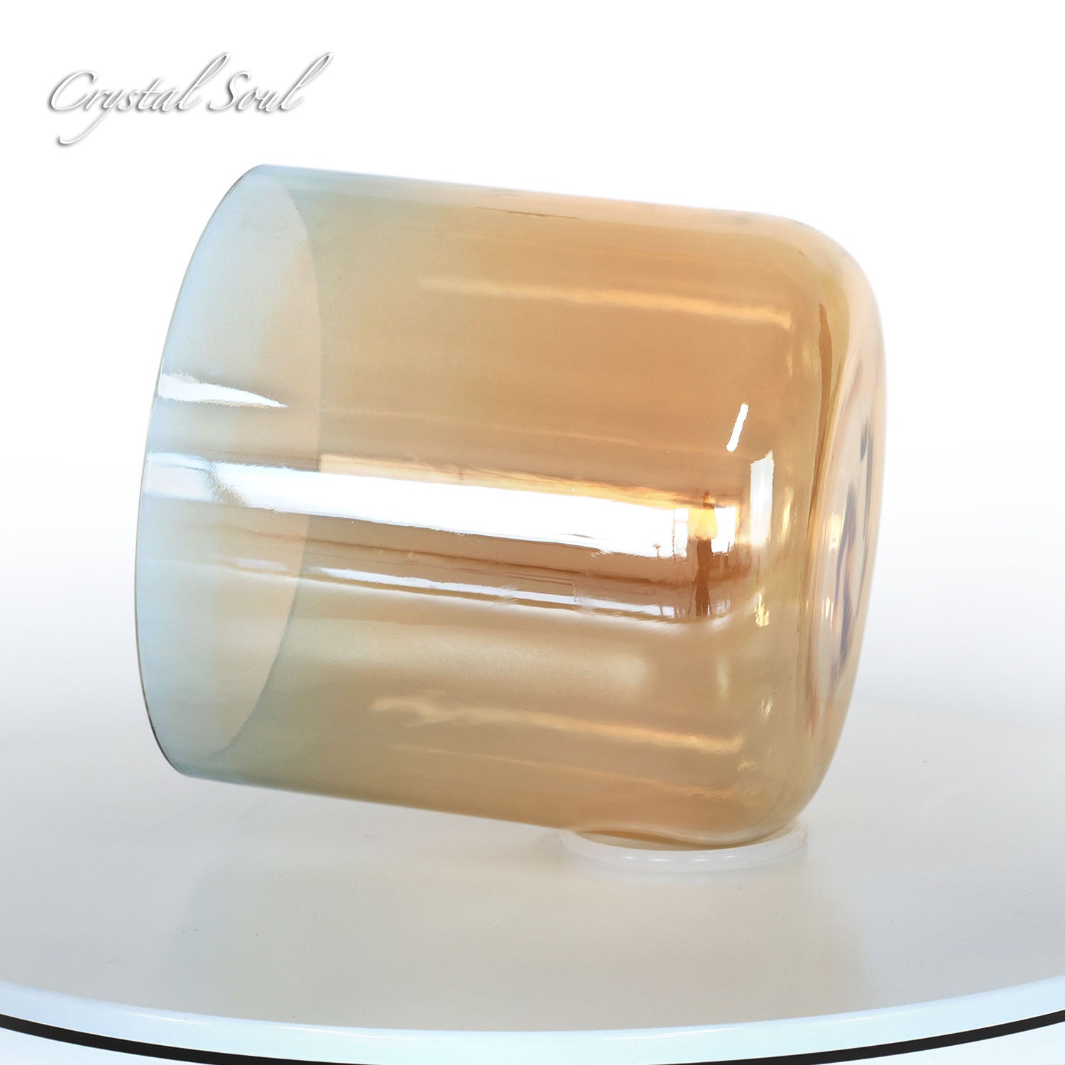 Crystal Soul Orange Azure Clear Gradient Alchemy Crystal Bowl