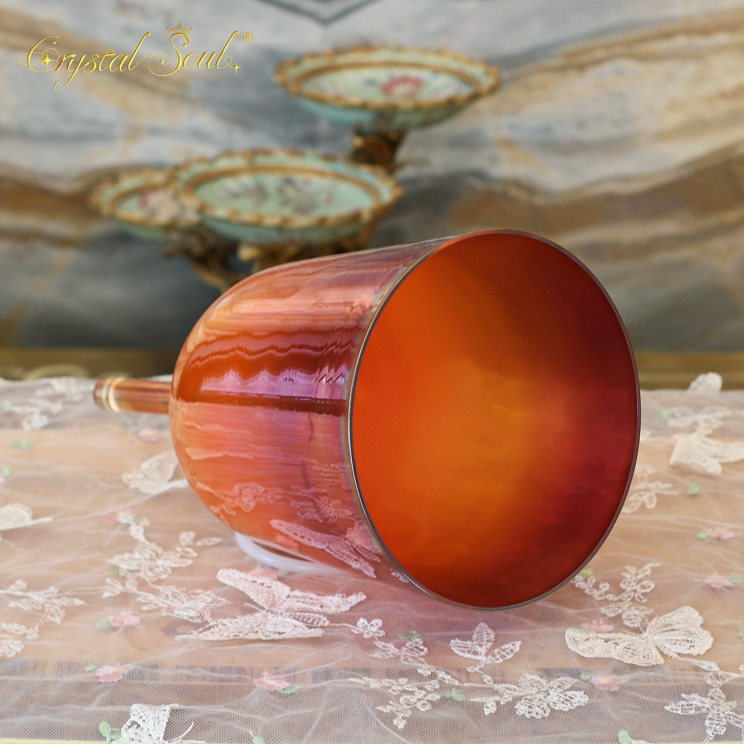 Crystal Soul Precious Metal Platinum Handle Alchemy Crystal Bowl