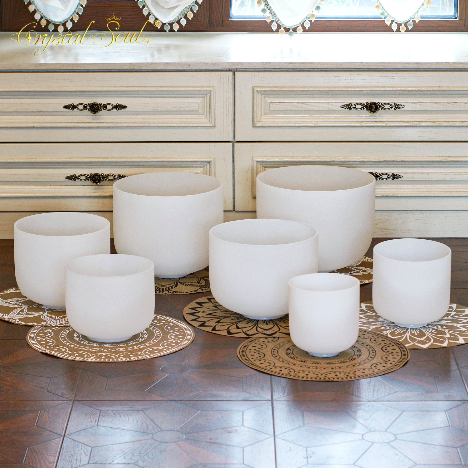 Crystal Soul High Quality Classic White Frosted Crystal Bowl Set