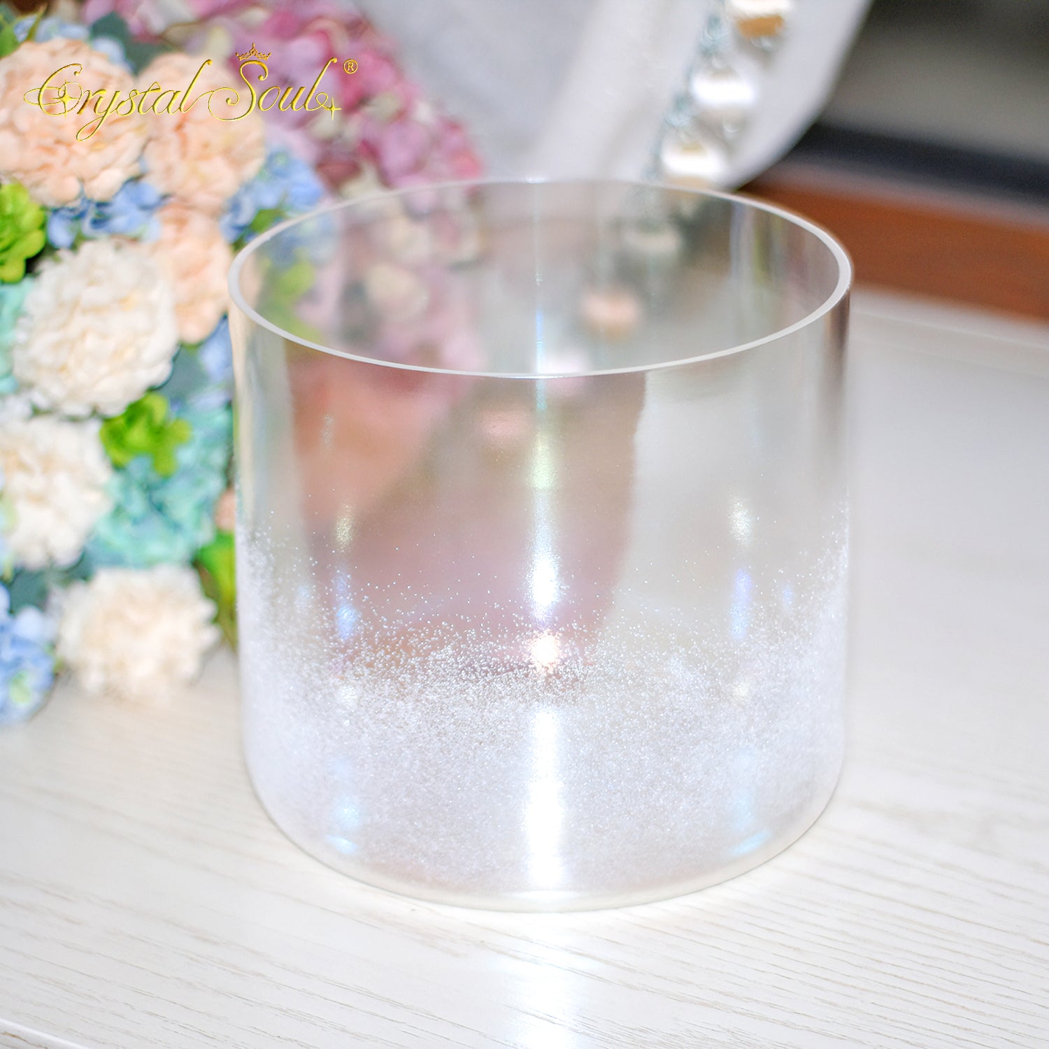 Crystal Soul White Pearl Sandblasted Alchemy Crystal Bowl