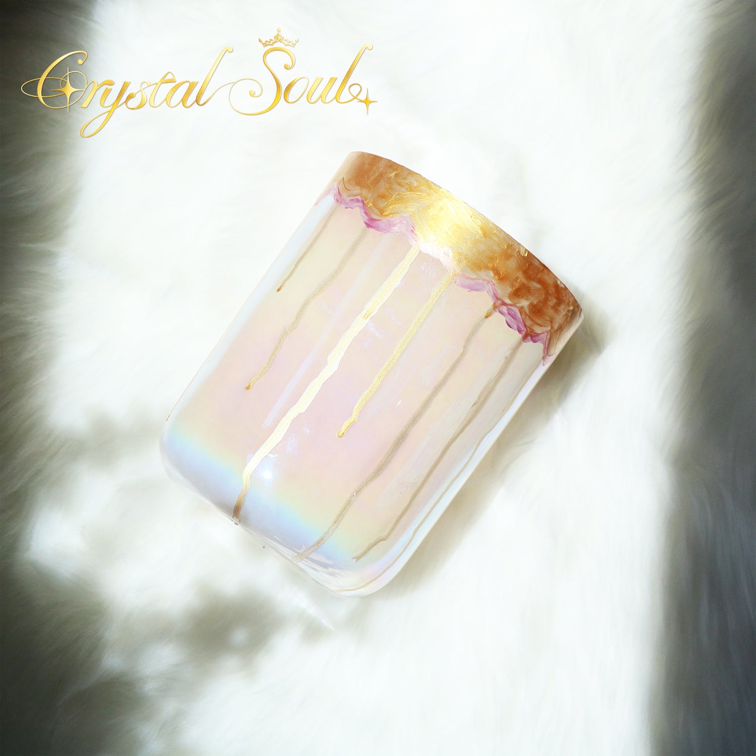 Crystal Soul Reiki Series Golden Drop Iridescent Gilded Alchemy Crystal Bowl