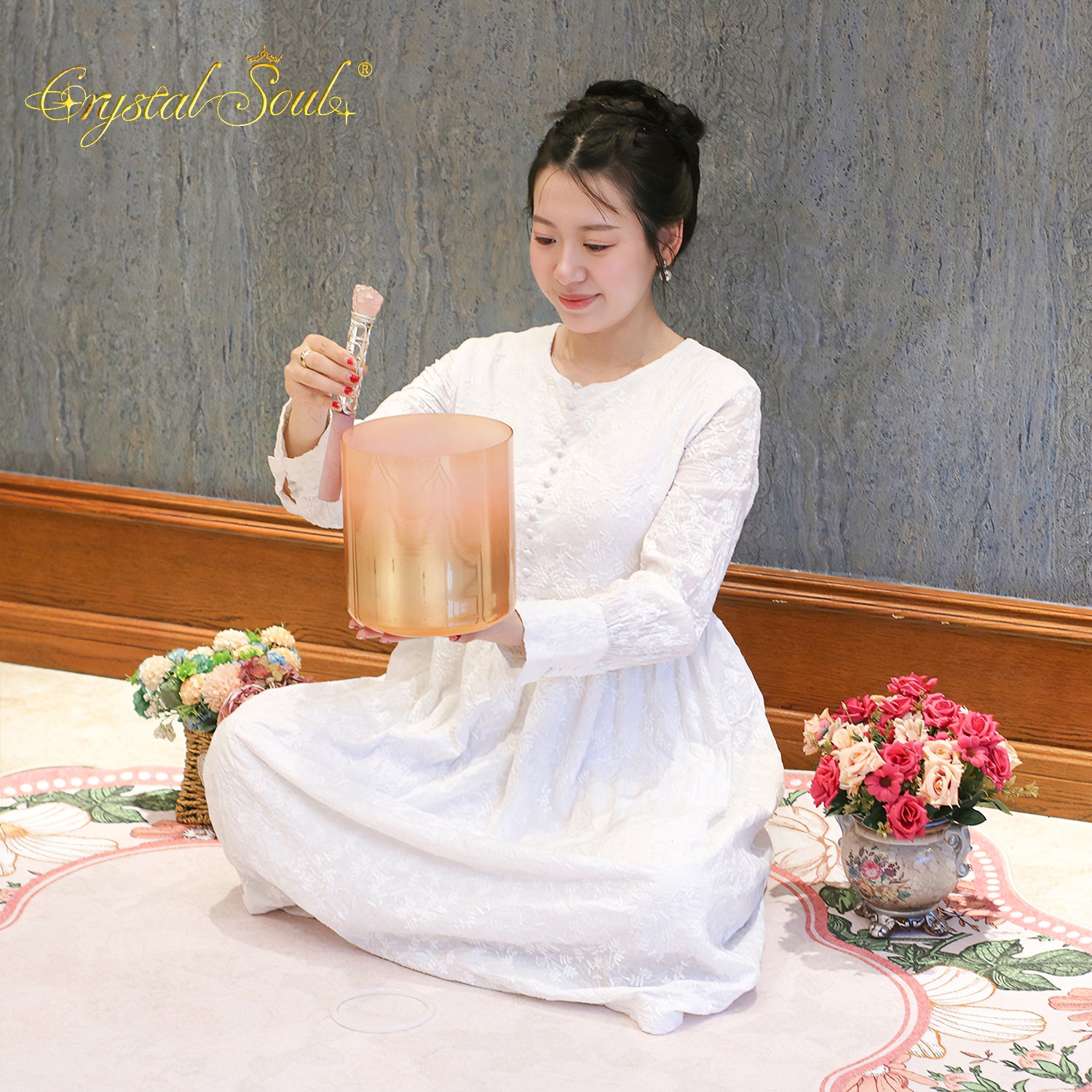 Crystal Soul Gold Orange Gradient Alchemy Crystal Bowl