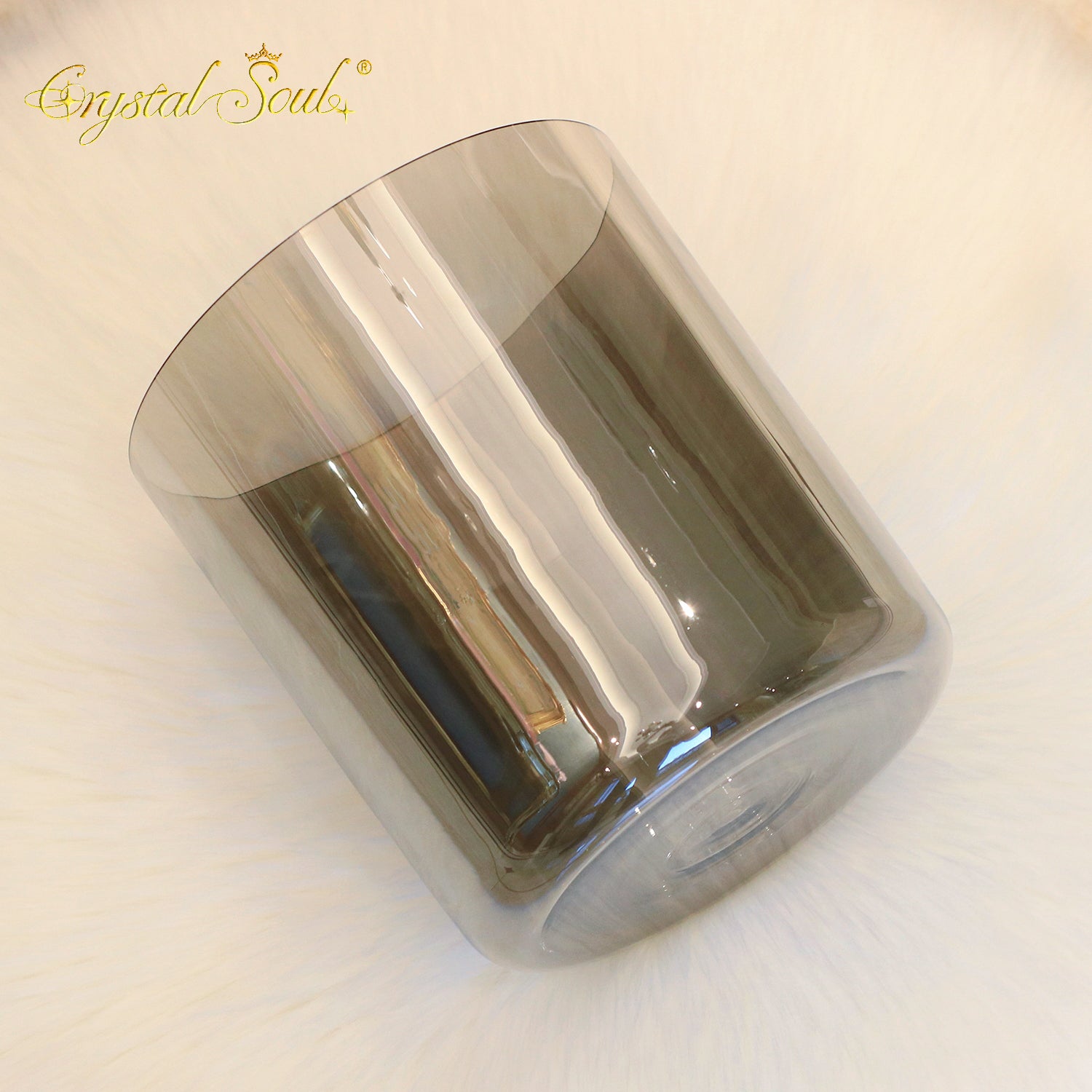 Crystal Soul Exclusively Designed Bright Ash Gray Tea Colored Alchemy Crystal Bowl