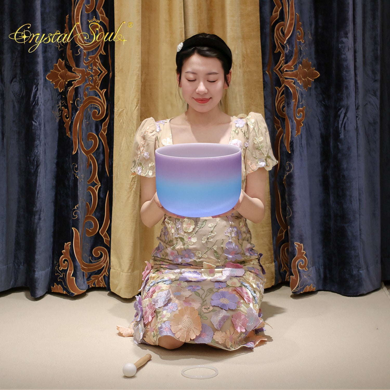 Crystal Soul Nebula Purple Sea Triple Gradient Frosted Crystal Singing Bowl