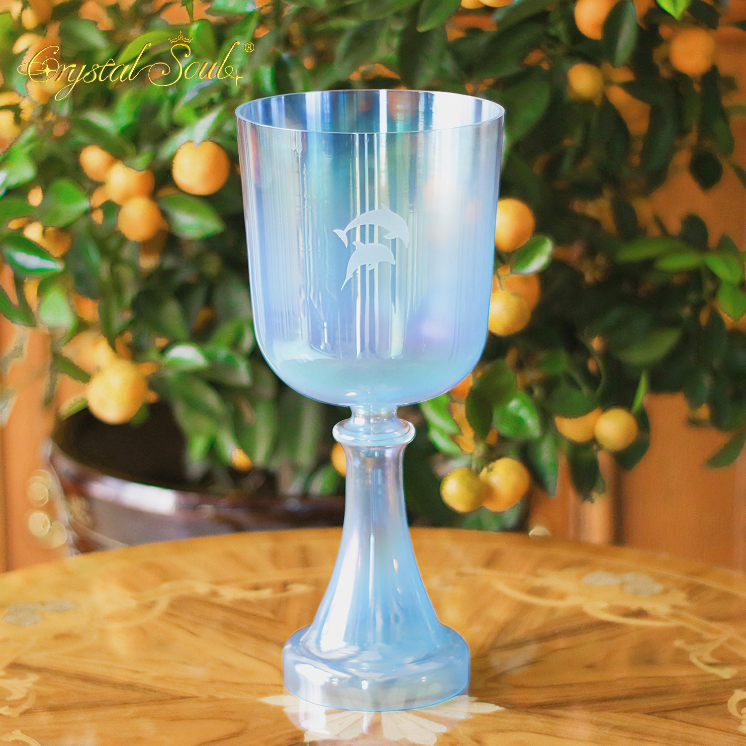 Crystal Soul High Quality Custom Engraved Sky Blue Holy Grail Alchemy Crystal Bowl