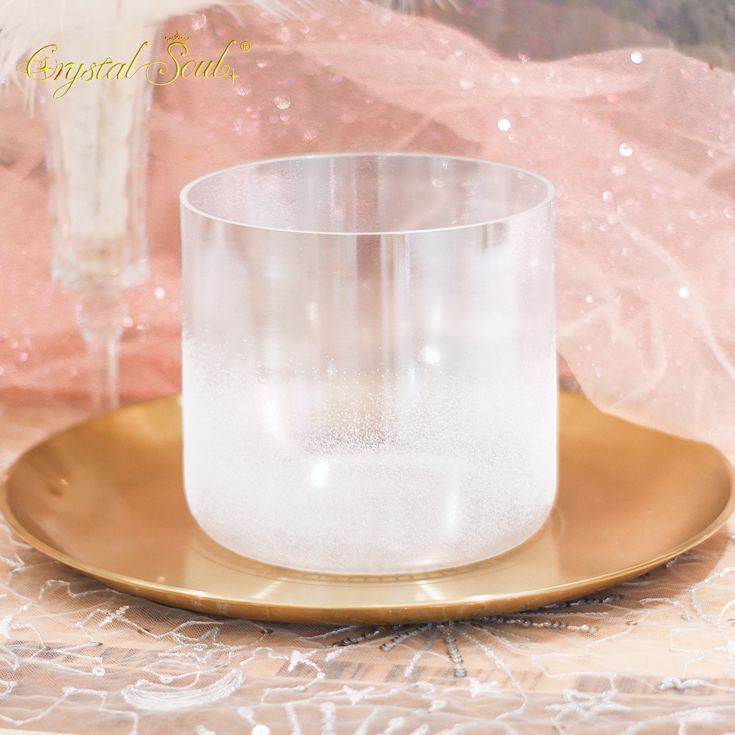 Crystal Soul White Pearl Sandblasted Alchemy Crystal Bowl
