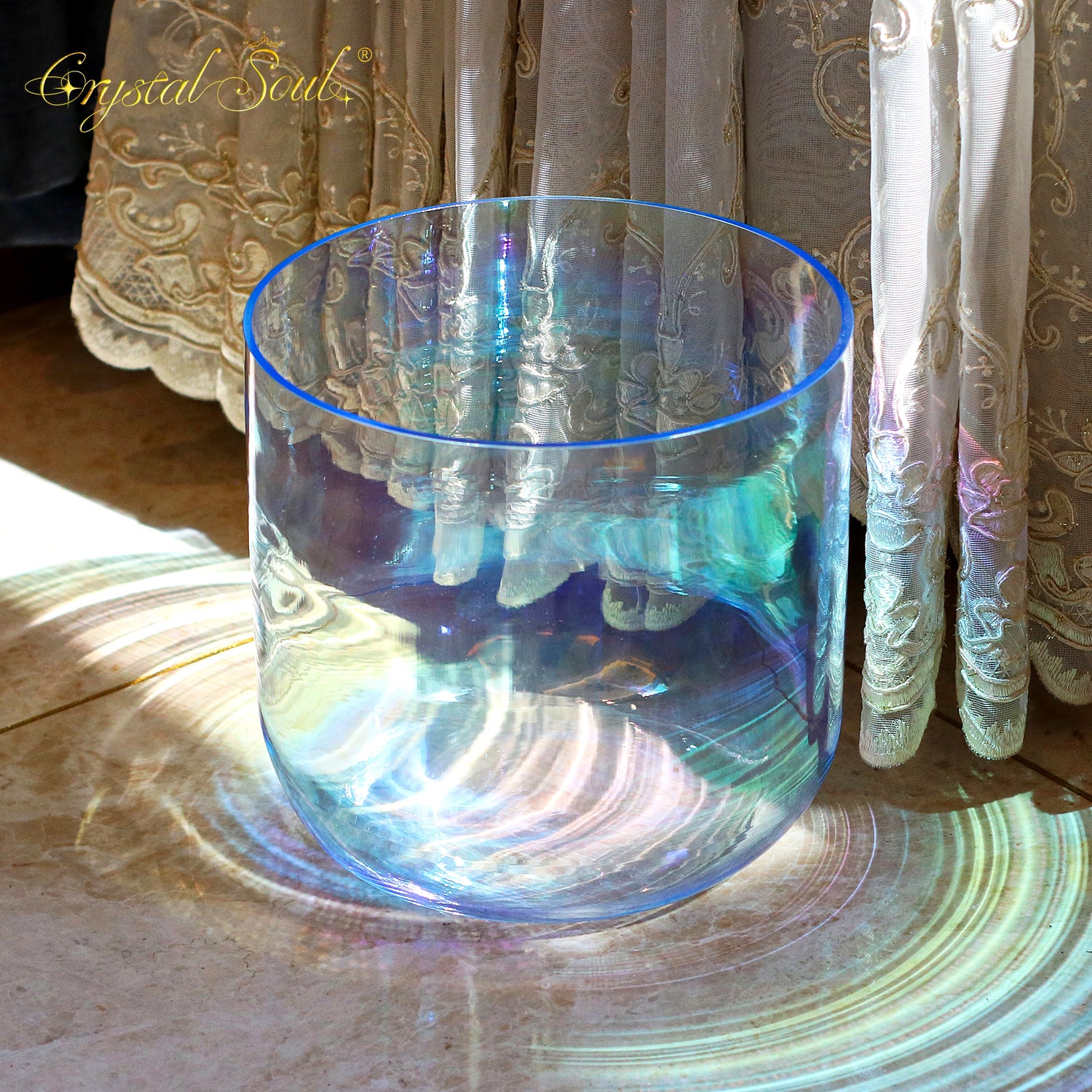 Crystal Soul High Quality Thickened Ice Azure Aurora Alchemy Crystal Bowl