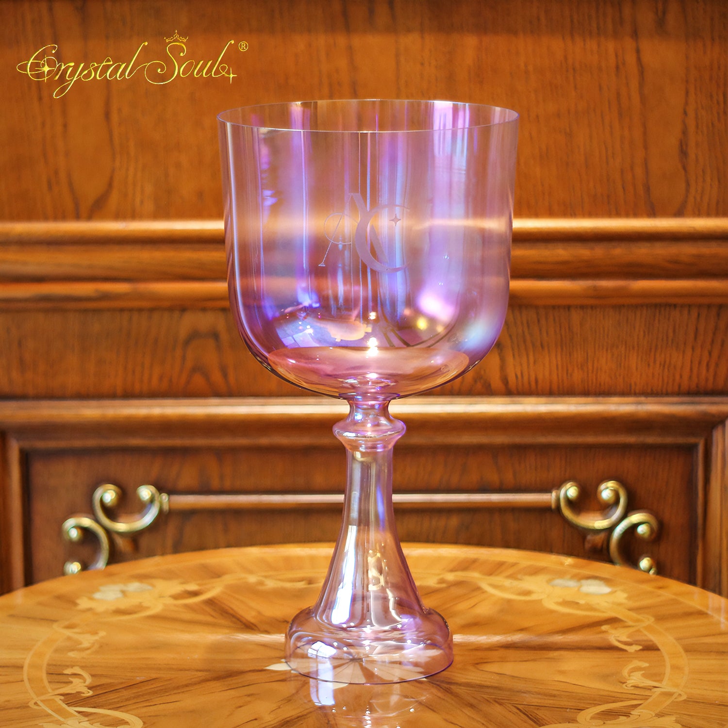 Crystal Soul High Quality Custom Carved Purple Aurora Clear Holy Grail Alchemy Crystal Bowl