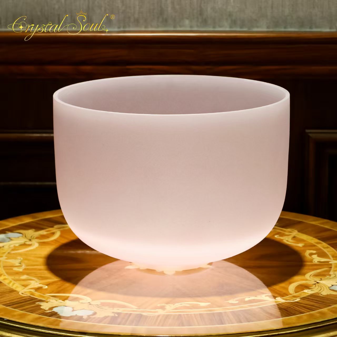 Crystal Soul Macaron Pink Frosted Crystal Singing Bowl