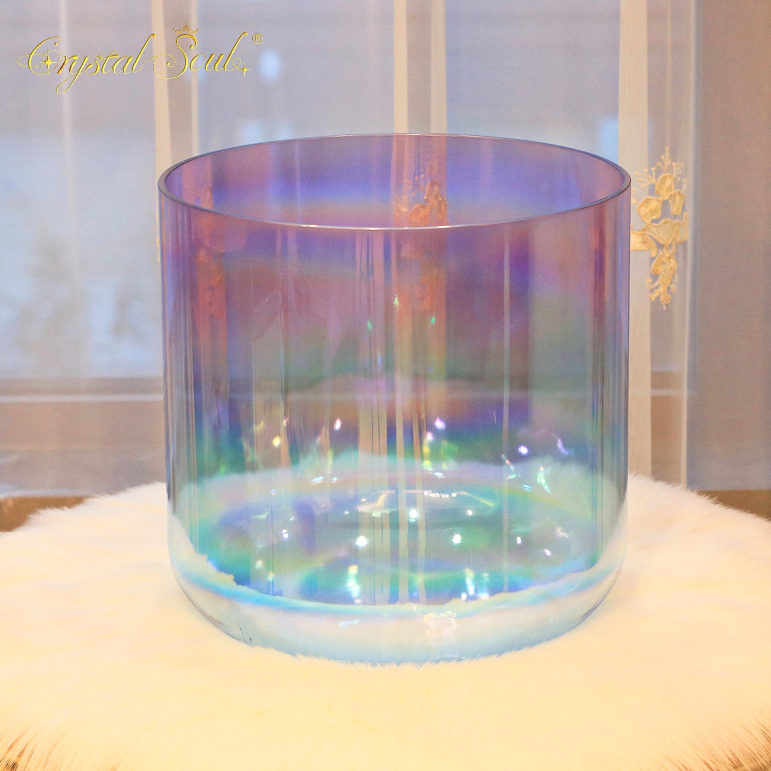 Crystal Soul Large Size Aurora Amethyst Gradient Thick-Walled Alchemy Singing Bowl