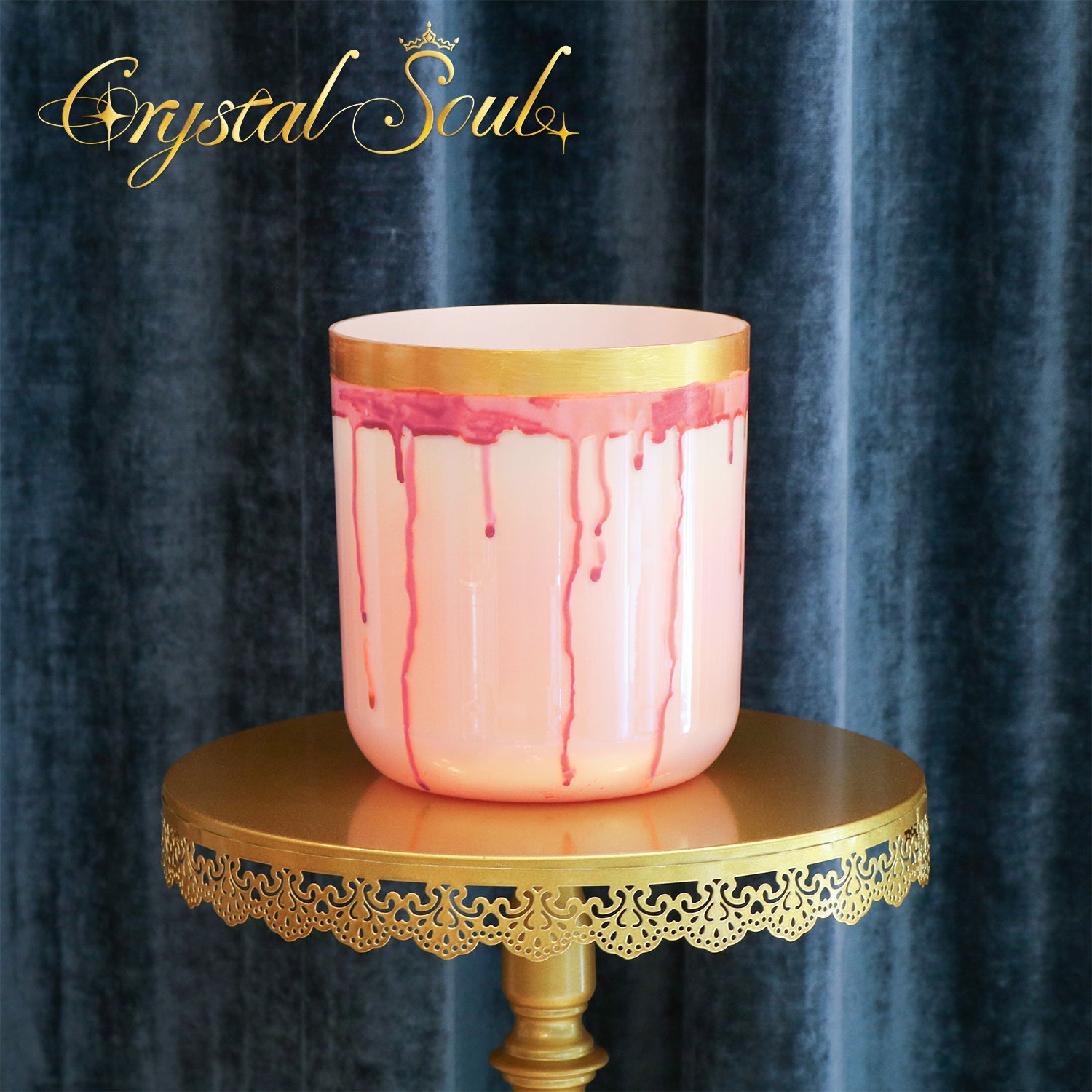 Crystal Soul Reiki Series Pink Drop Gilded Glow Alchemy Crystal Bowl