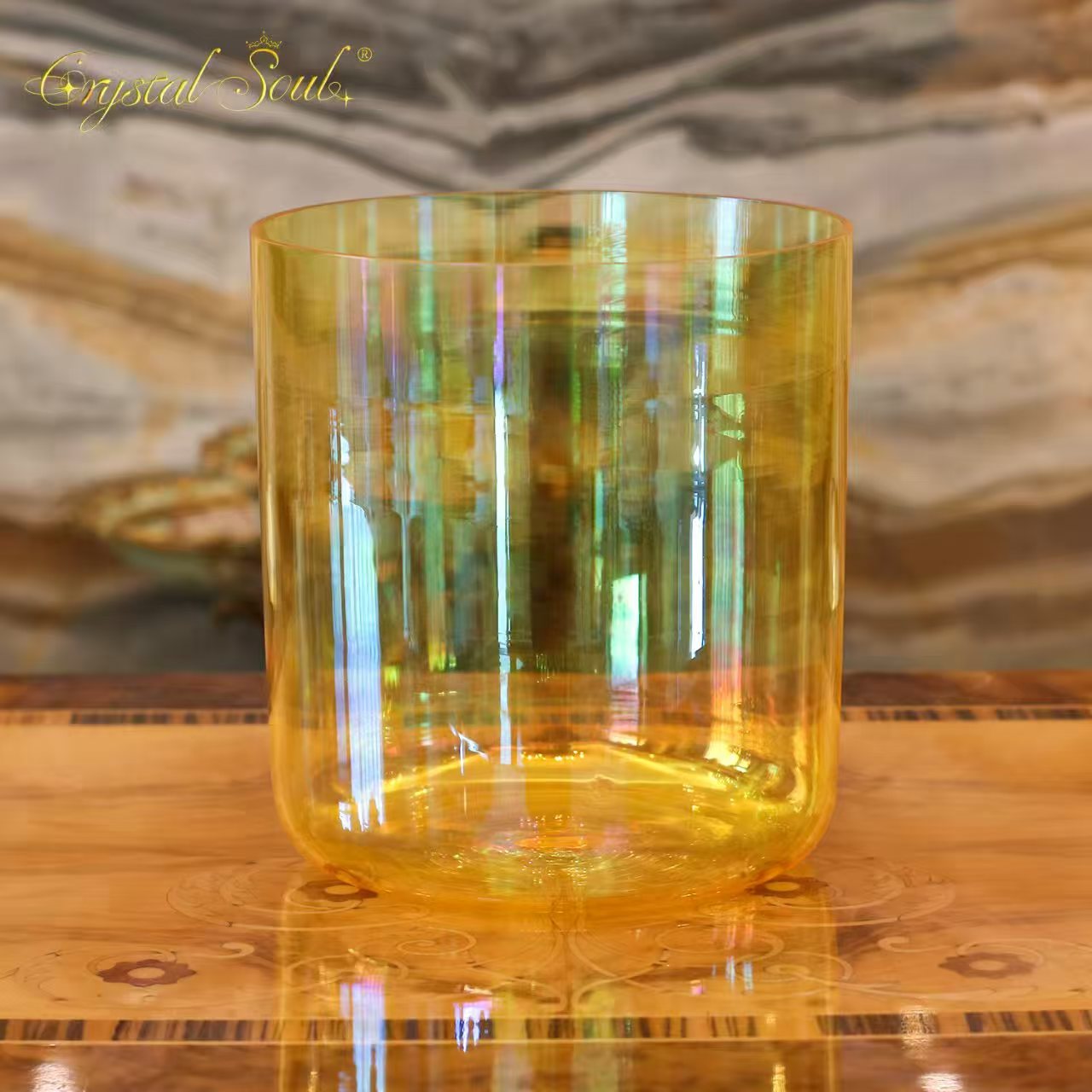 Crystal Soul High Quality Thickened Orange Clear Aurora Alchemy Crystal Bowl