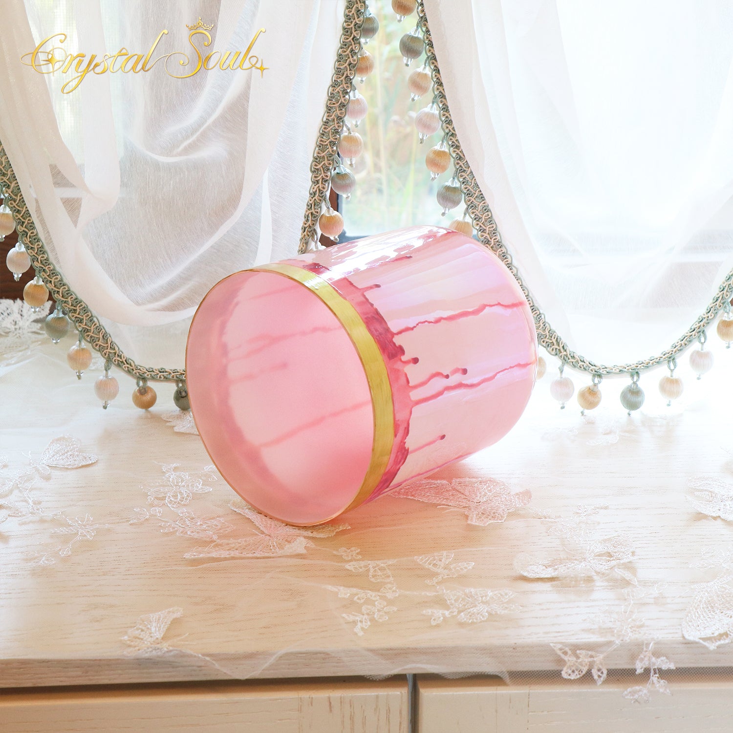 Crystal Soul Reiki Series Pink Drop Gilded Glow Alchemy Crystal Bowl