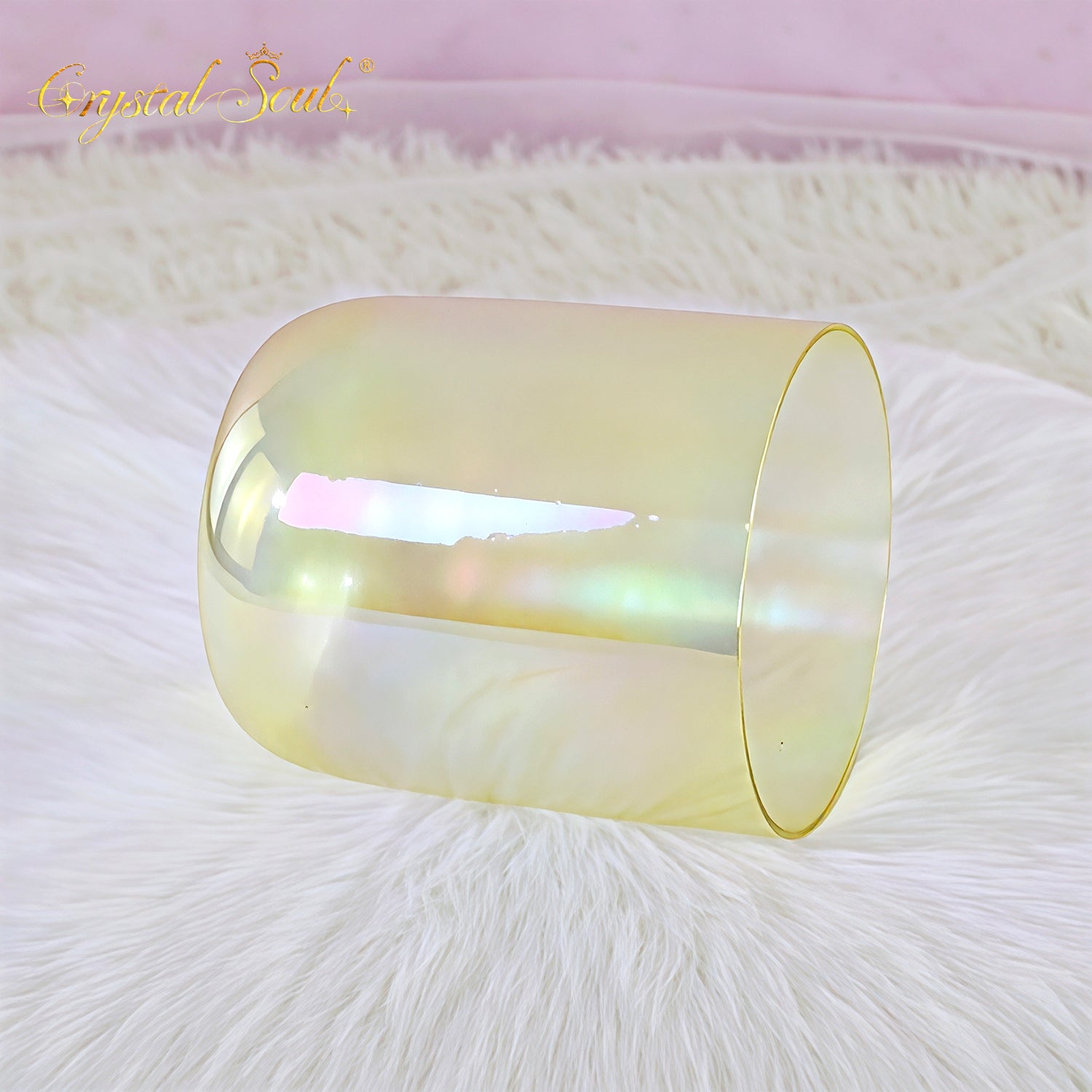 Crystal Soul Yellow Aurora Clear Alchemy Crystal Bowl
