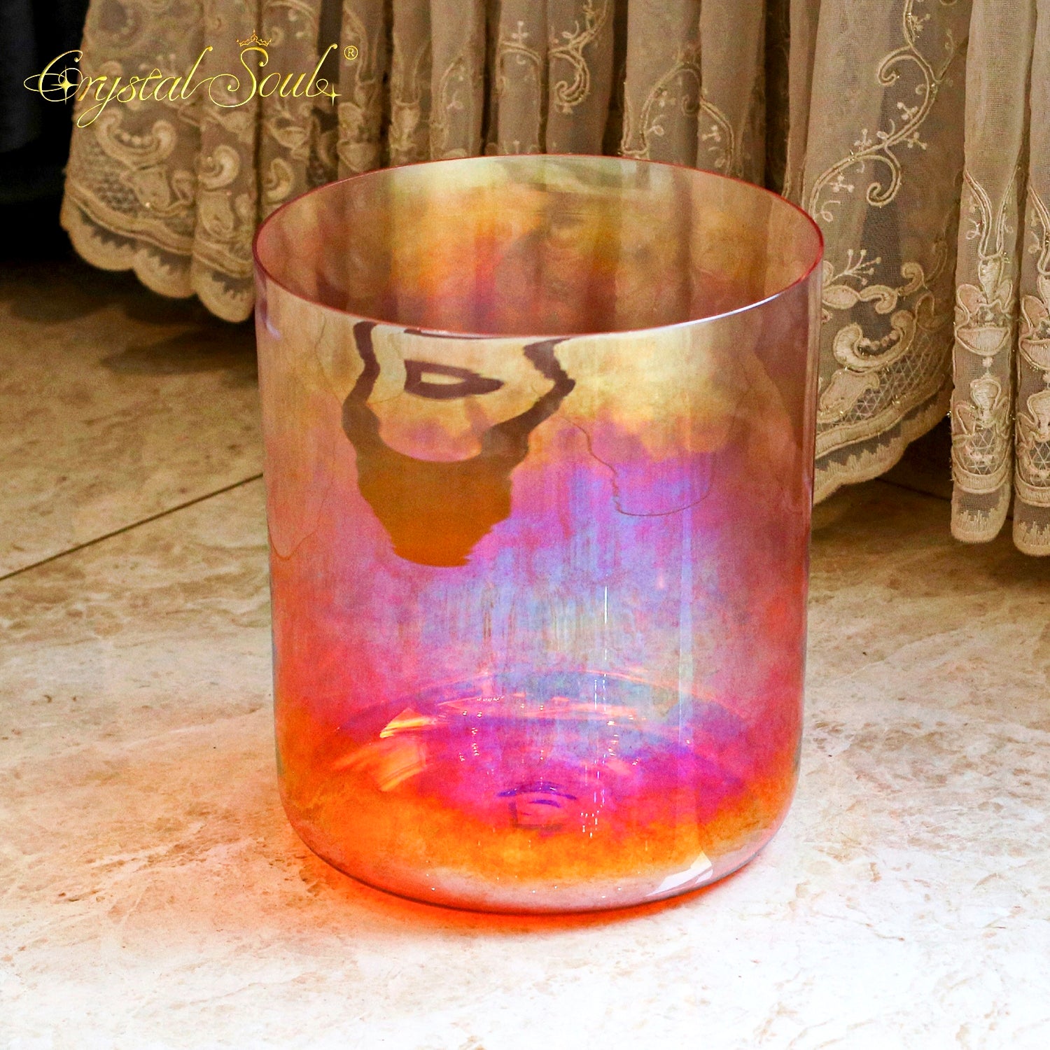 Crystal Soul Classic Chakra Clear Gradient Orange Alchemy Crystal Bowl