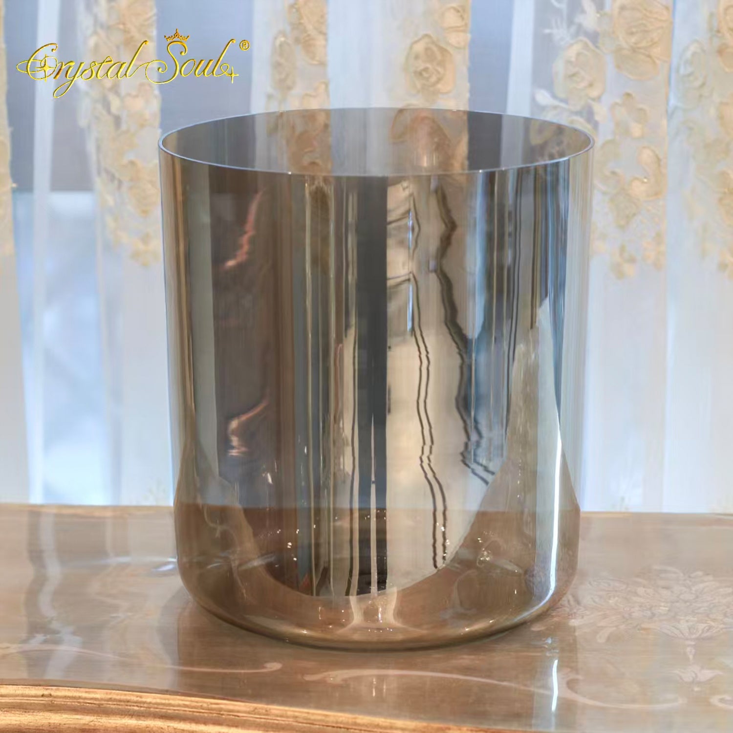 Crystal Soul Exclusively Designed New Color Bright Ash Gray/Tea-Colored Alchemy Crystal Bowl