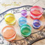 Crystal Soul Classic Chakra Lotus Frosted Crystal Singing Bowl Set
