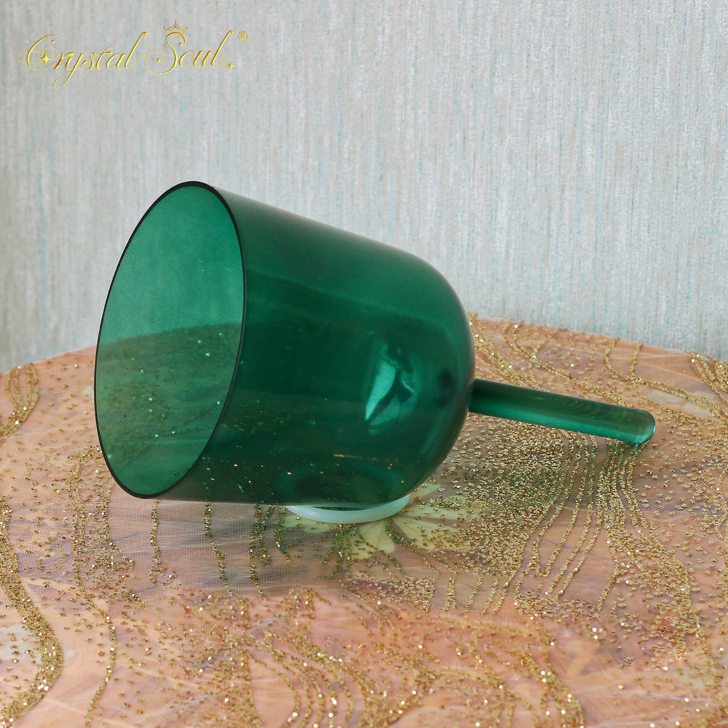 Crystal Soul Peacock Green Dark Green Handle Alchemy Crystal Bowl