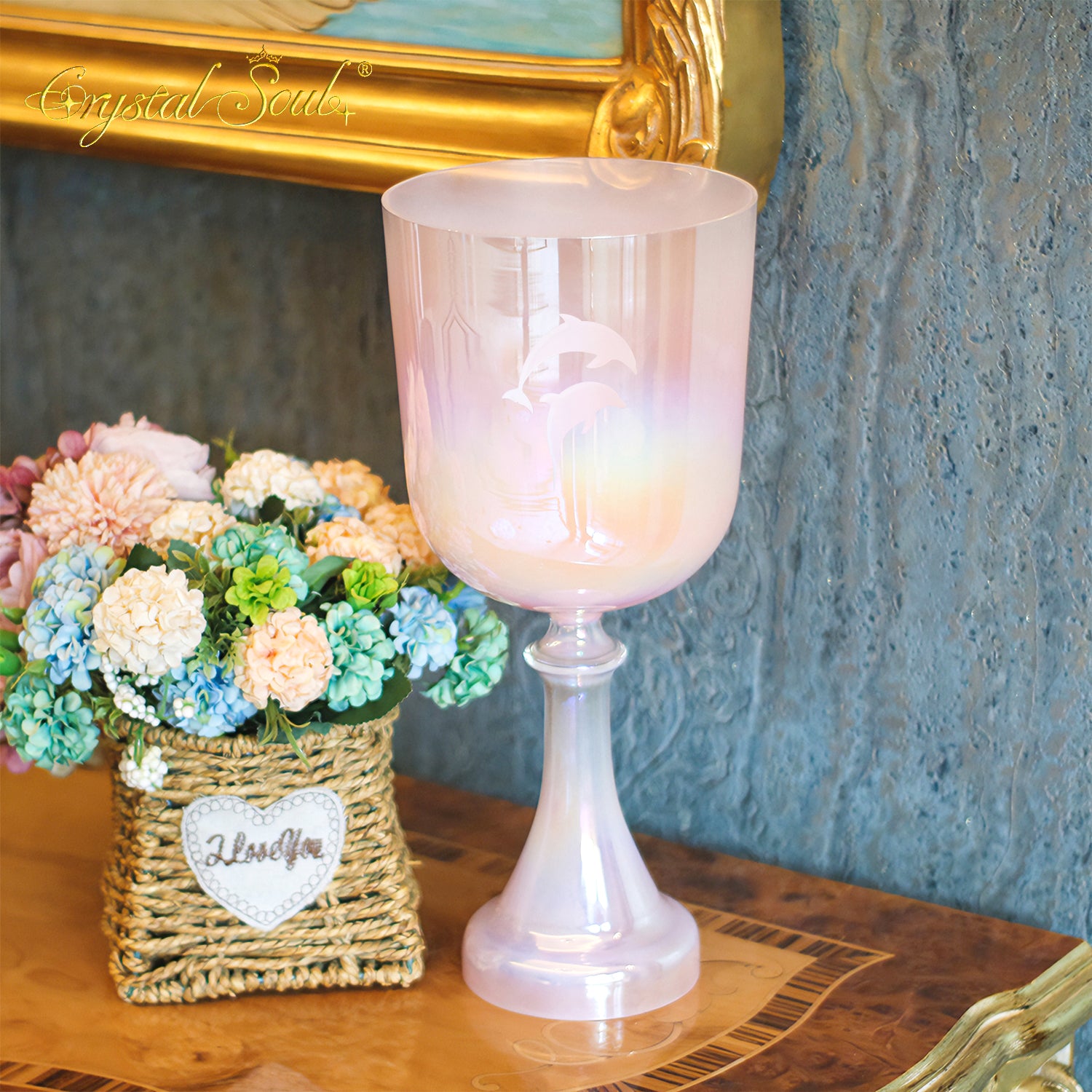 Crystal Soul High Quality Custom Engraved Pink Holy Grail Alchemy Crystal Bowl