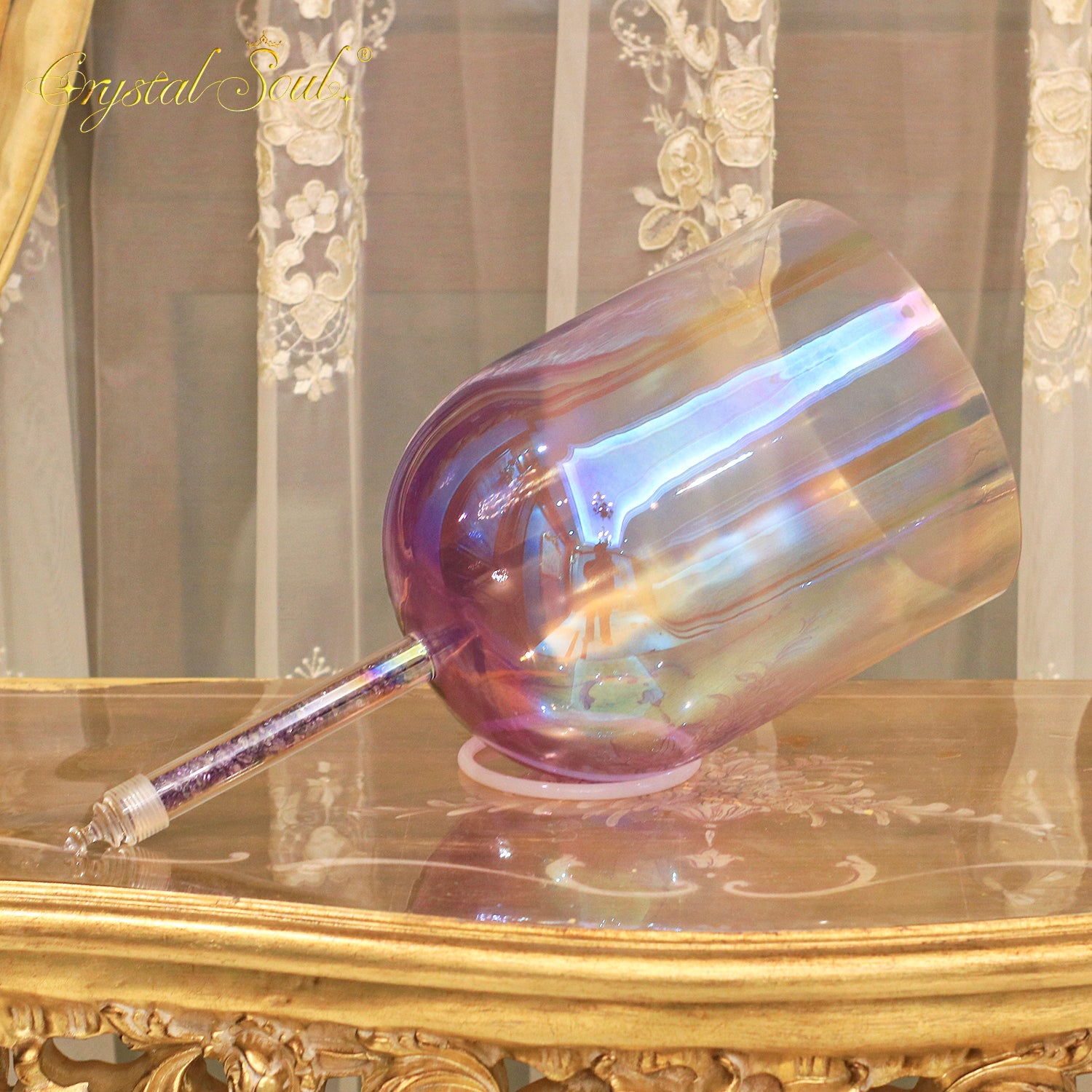 Crystal Soul Amethyst Handle Purple Gradient Aurora Crystal Handle Bowl