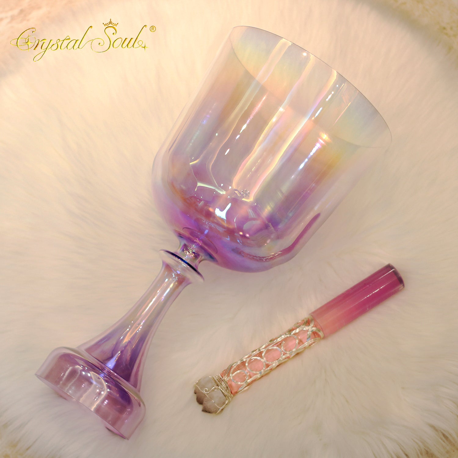 Crystal Soul High Quality Purple Aurora Gradient Holy Chalice Crystal Singing Bowl