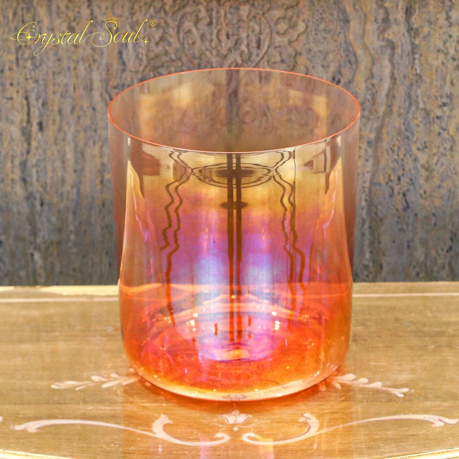 Crystal Soul Classic Chakra Clear Gradient Orange Alchemy Crystal Bowl
