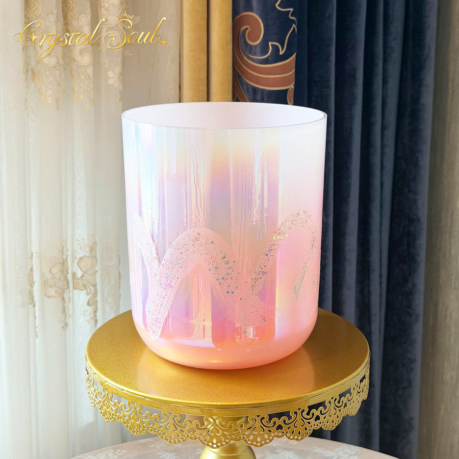 Crystal Soul Reiki Series Starlit Iridescent Soft Pink Alchemy Crystal Bowl