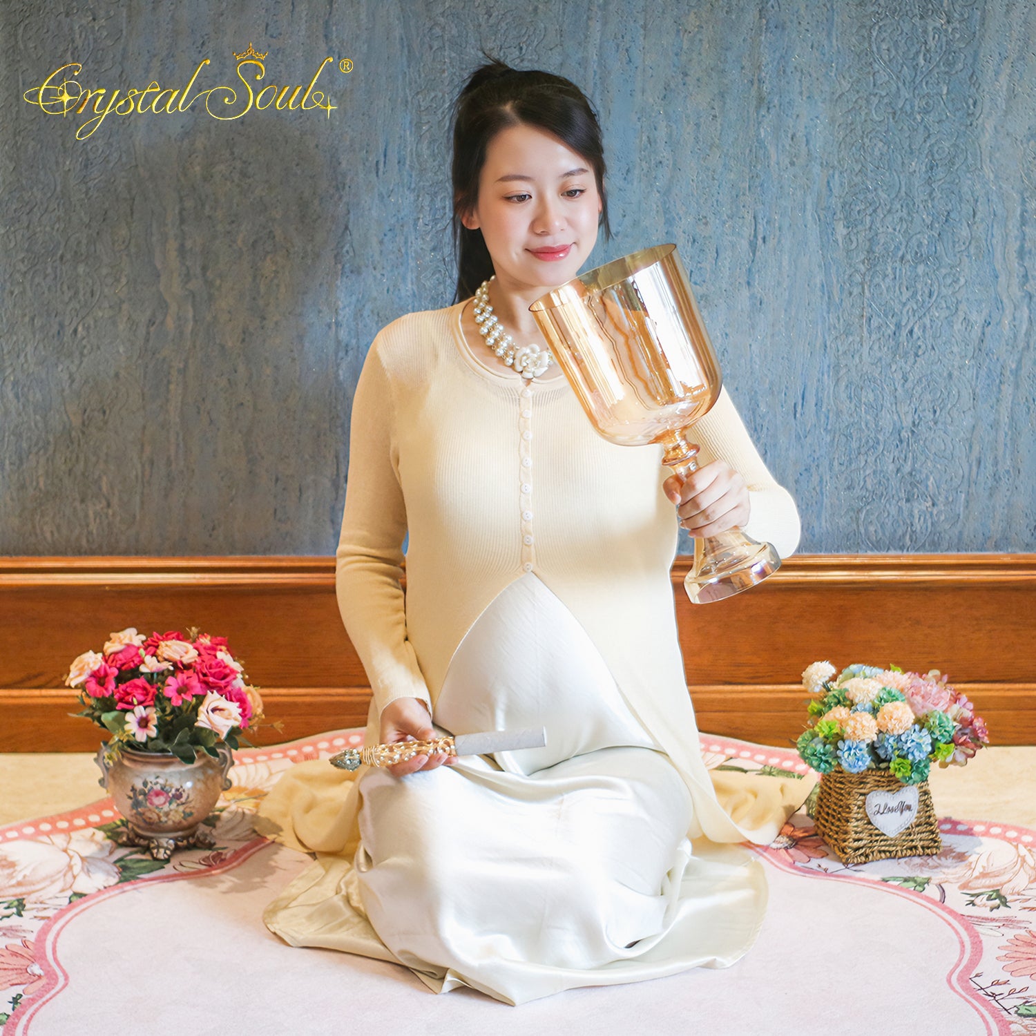 Crystal Soul Golden-Orange Holy Grail Alchemy Crystal Bowl
